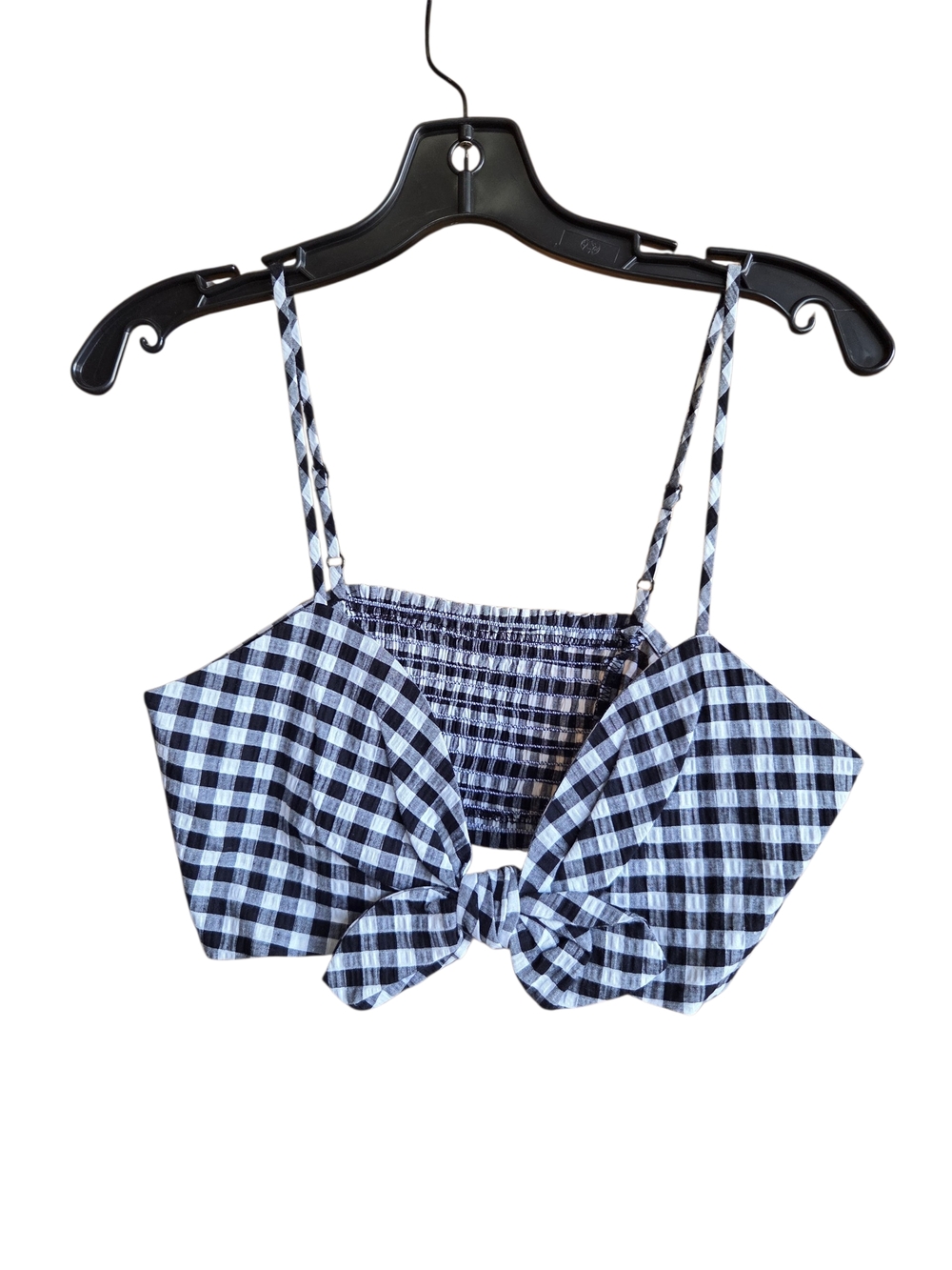 Retro Gingham Tie-Front Crop Top in Black & White